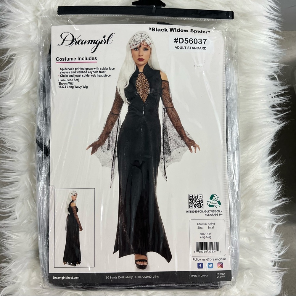 Dreamgirl Black Widow Spider Costume Morticia Addams S M